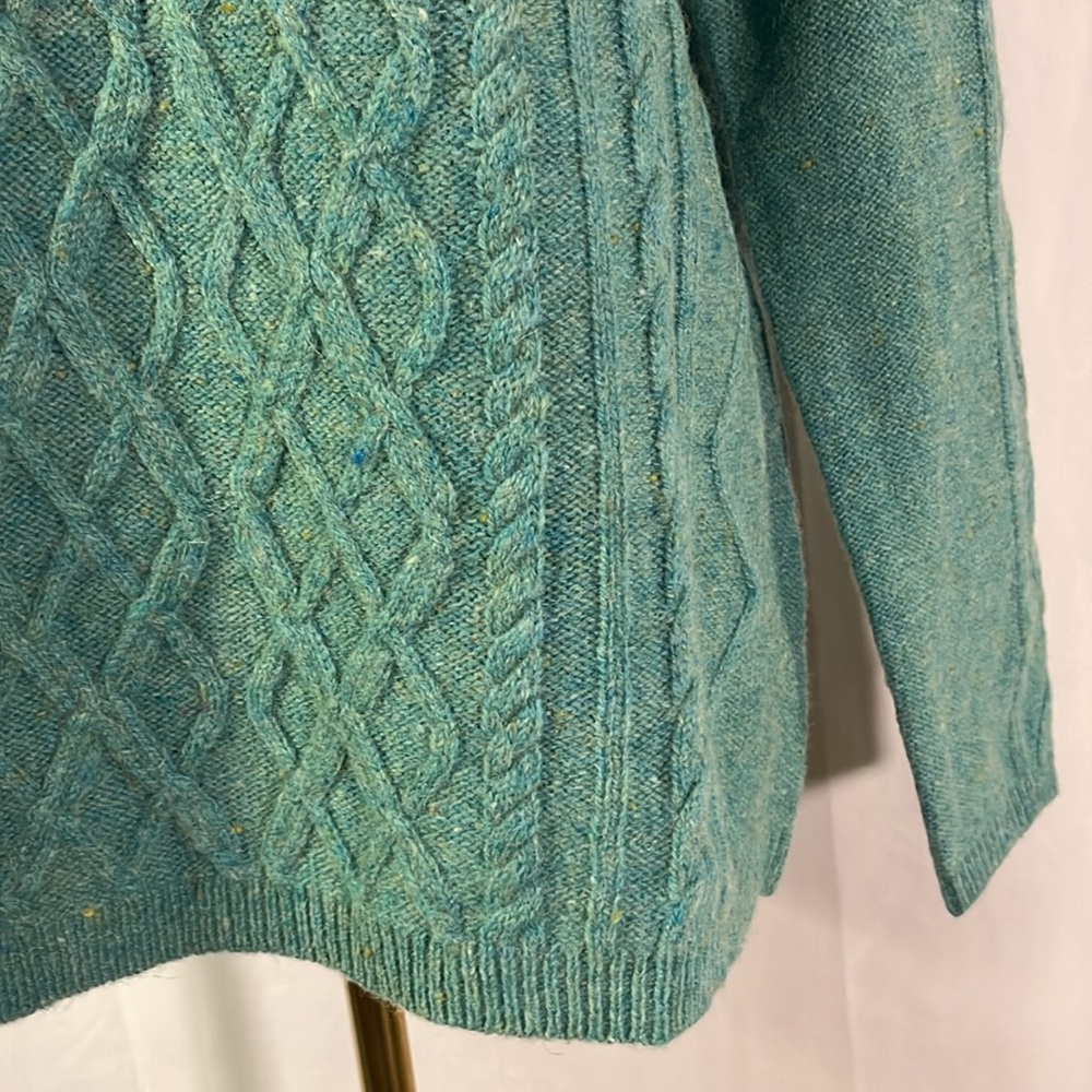 NWOT Appleseed’s Teal Confetti Knit Wool Cable Knit Crew Neck Sweater - Picture 10 of 16